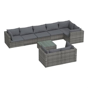 Afuera Living Contemporary 9 Piece Steel Small Garden Lounge Set in Gray