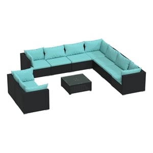 Afuera Living Contemporary 10 Piece Garden Lounge Set in Black/Blue