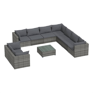 Afuera Living 10 Piece Steel Large Garden Lounge Set in Gray/Anthracite