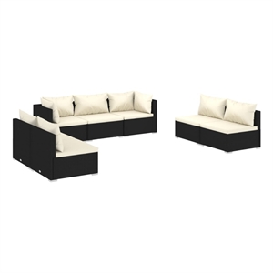 Afuera Living 7 Piece Poly Rattan Garden Lounge Set in Black/Cream