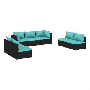 Afuera Living 7 Piece Poly Rattan Medium Garden Lounge Set in Black