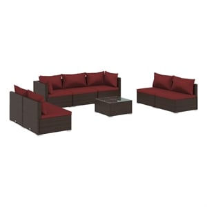 Afuera Living Contemporary 8 Piece Garden Lounge Set in Brown