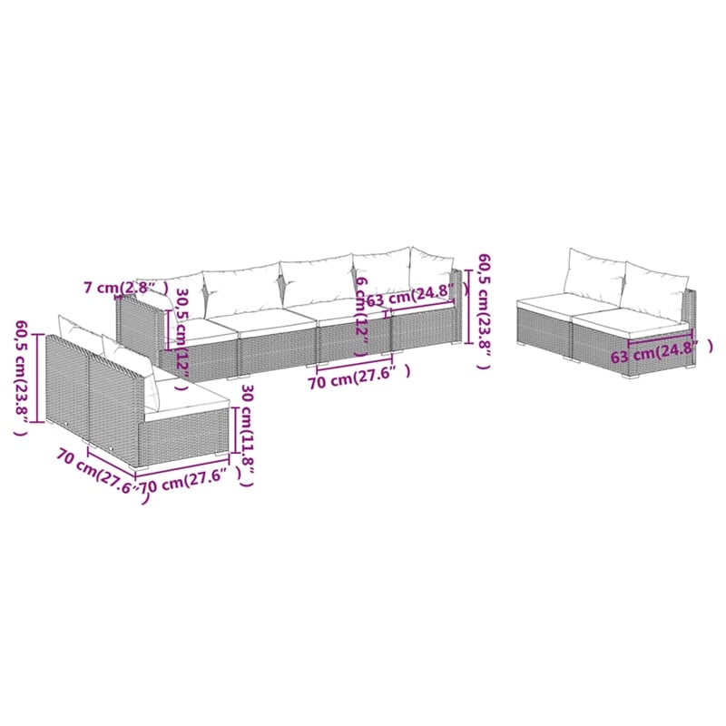 Afuera Living Poly Rattan Large Garden Lounge Set in Black/Cream