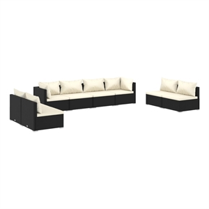 Afuera Living Poly Rattan Large Garden Lounge Set in Black/Cream