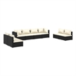 Afuera Living Poly Rattan Large Garden Lounge Set in Black/Cream