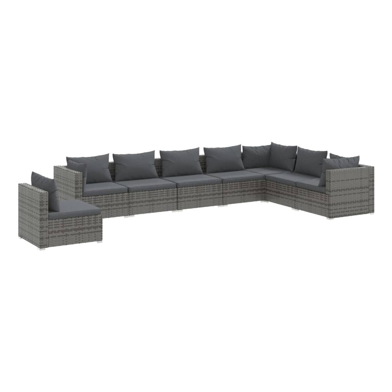 Afuera Living Contemporary 8 Piece Steel Garden Lounge Set in Gray