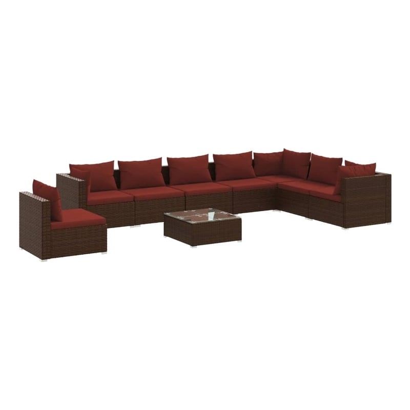 Afuera Living Contemporary 9 Piece Large Garden Lounge Set in Brown