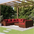 Afuera Living Contemporary 8 Piece Garden Lounge Set in Red/Brown