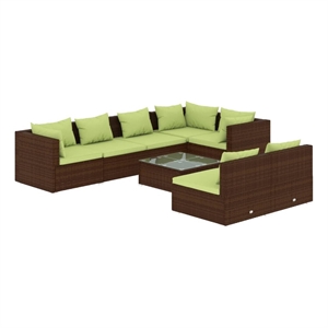 Afuera Living 8 Piece Poly Rattan Garden Lounge Set in Brown