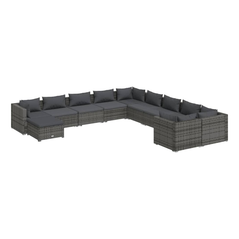 Afuera Living 11 Piece Poly Rattan Garden Lounge Set in Gray/Anthracite