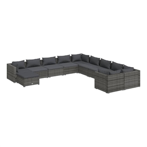 Afuera Living 11 Piece Poly Rattan Garden Lounge Set in Gray/Anthracite