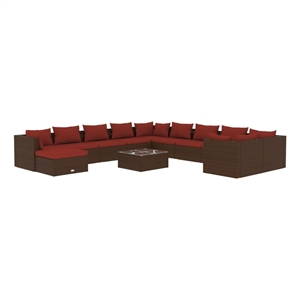 Afuera Living 12 Piece Poly Rattan Garden Lounge Set in Brown