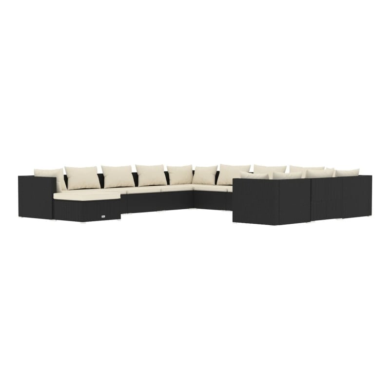 Afuera Living Contemporary 12 Piece Garden Lounge Set in Black/Cream
