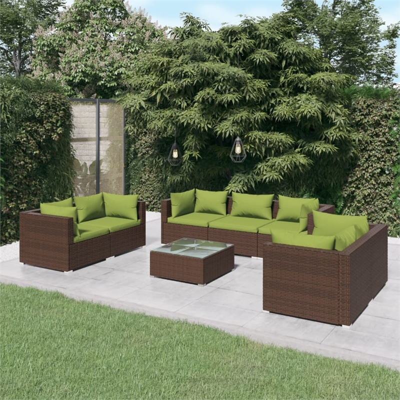 Afuera Living Contemporary Synthetic Poly Rattan Garden Lounge Set in Brown