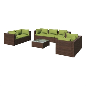 Afuera Living Contemporary Synthetic Poly Rattan Garden Lounge Set in Brown