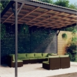 Afuera Living 9 Piece Steel Garden Lounge Set in Green/Brown