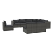 Afuera Living Contemporary 9 Piece Poly Rattan Garden Lounge Set in Gray