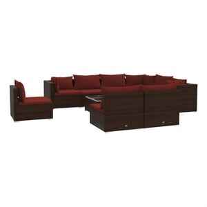 Afuera Living Contemporary Synthetic Poly Rattan Garden Lounge Set in Brown