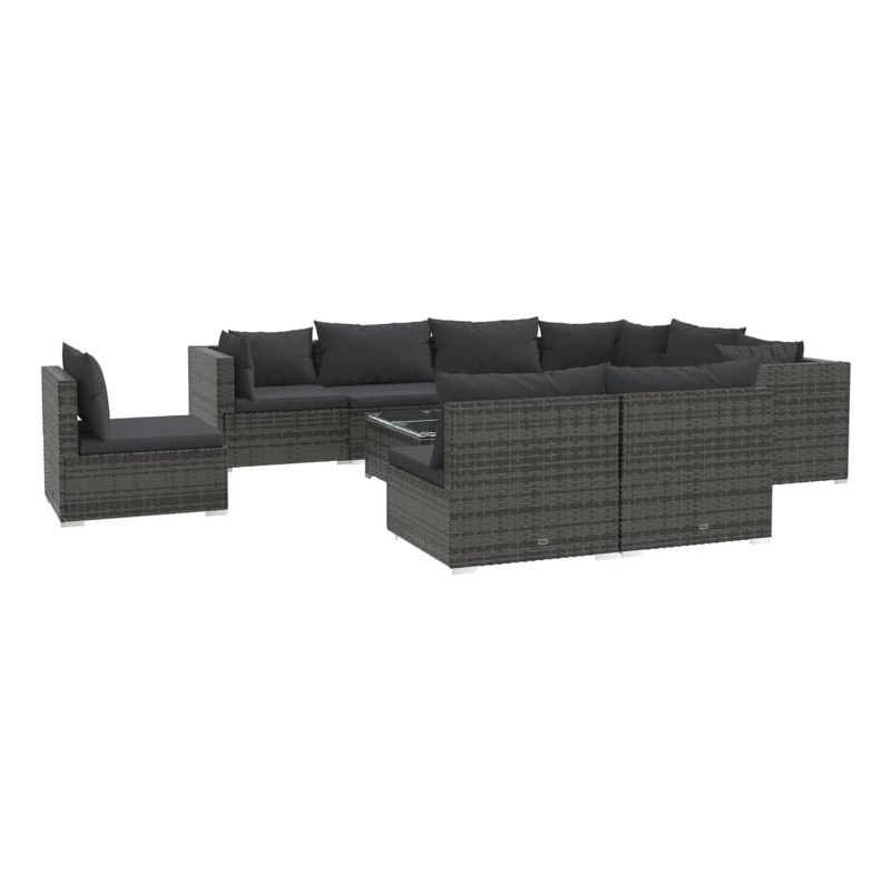 Afuera Living 10 Piece Poly Rattan Garden Lounge Set in Gray