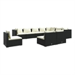 Afuera Living 10 Piece Poly Rattan Large Garden Lounge Set in Black/Cream