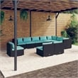Afuera Living 10 Piece Poly Rattan Small Garden Lounge Set in Black/Blue