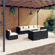 Afuera Living 8 Piece Poly Rattan Garden Lounge Set in Black/Cream