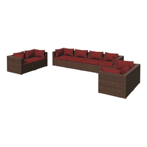 Afuera Living Contemporary 8 Piece Steel Garden Lounge Set in Brown