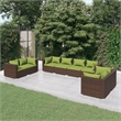 Afuera Living 8 Piece Poly Rattan Garden Lounge Set in Green/Brown