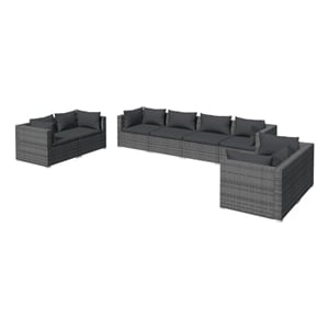 Afuera Living Contemporary 8 Piece Steel Garden Lounge Set in Gray
