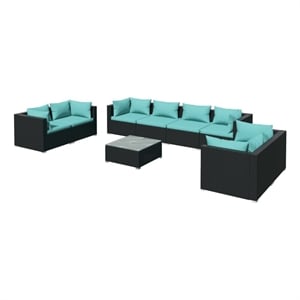 Afuera Living Contemporary Synthetic Poly Rattan Garden Lounge Set in Black