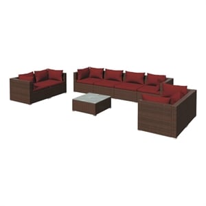 Afuera Living Contemporary 9 Piece Large Garden Lounge Set in Brown
