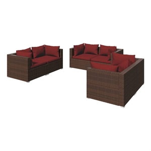 Afuera Living Contemporary 6 Piece Steel Garden Lounge Set in Brown