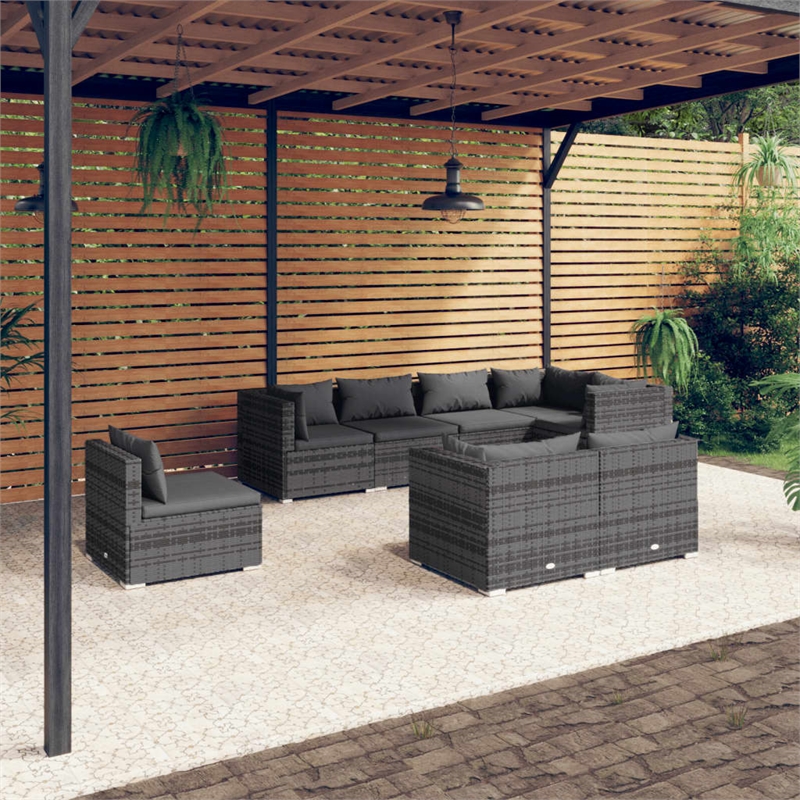 Afuera Living Contemporary 8 Piece Garden Lounge Set in Gray/Anthracite