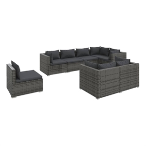 Afuera Living Contemporary 8 Piece Garden Lounge Set in Gray/Anthracite