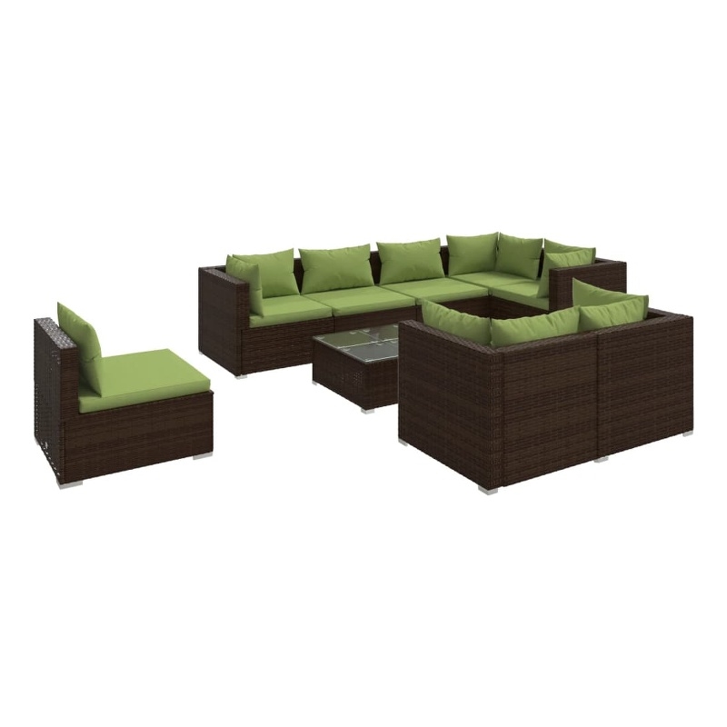 Afuera Living Contemporary 9 Piece Steel Garden Lounge Set in Brown