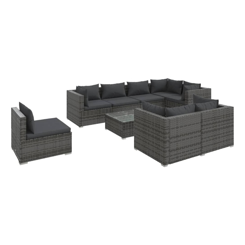 Afuera Living 9 Piece Steel Garden Lounge Set in Gray/Anthracite