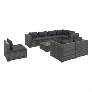 Afuera Living 9 Piece Steel Garden Lounge Set in Gray/Anthracite