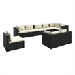 Afuera Living 9 Piece Poly Rattan Small Garden Lounge Set in Black/Cream
