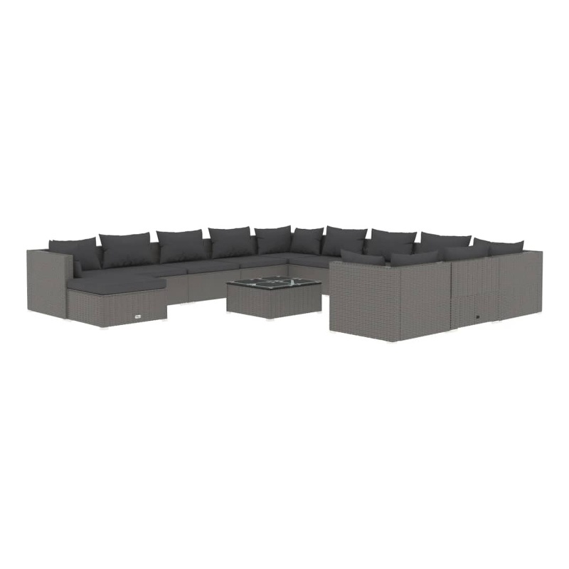 Afuera Living 13 Piece Poly Rattan Garden Lounge Set in Gray