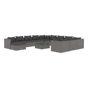 Afuera Living 13 Piece Poly Rattan Garden Lounge Set in Gray