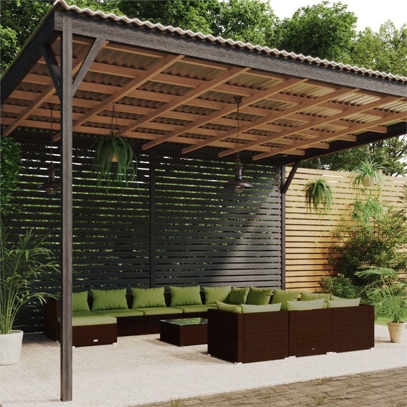Afuera Living 13 Piece Poly Rattan Garden Lounge Set in Brown