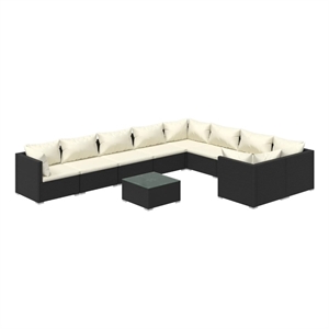 Afuera Living Contemporary 10 Piece Garden Lounge Set in Black