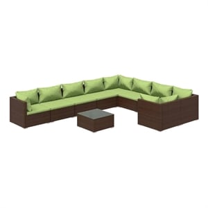 Afuera Living 10 Piece Steel Garden Lounge Set in Green/Brown