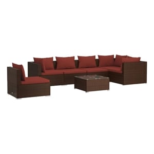 Afuera Living Contemporary 7 Piece Steel Garden Lounge Set in Brown