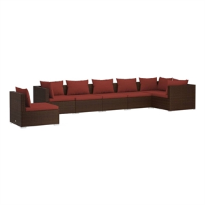 Afuera Living Contemporary 7 Piece Steel Garden Lounge Set in Red/Brown