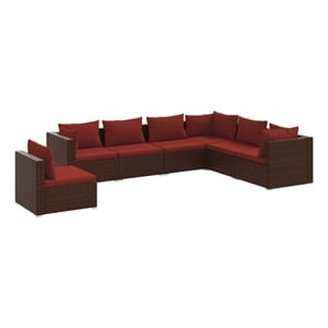Afuera Living Contemporary 7 Piece Steel Garden Lounge Set in Brown