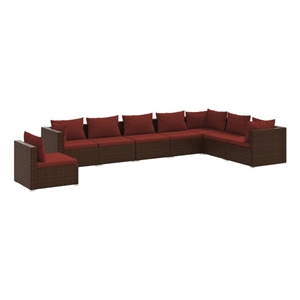 Afuera Living Contemporary 8 Piece Steel Garden Lounge Set in Brown