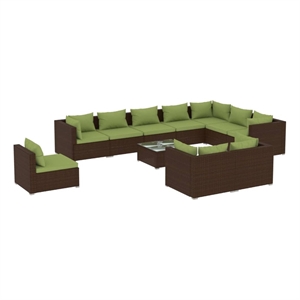 Afuera Living Contemporary 11 Piece Garden Lounge Set in Green/Brown