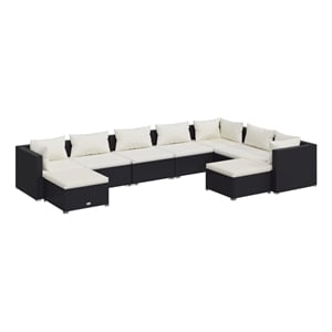Afuera Living 9 Piece Steel Garden Lounge Set in Black/Cream