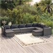 Afuera Living 9 Piece Poly Rattan Garden Lounge Set in Gray/Anthracite